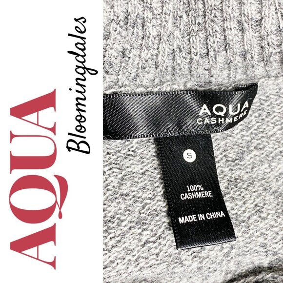 AQUA BLOOMINGDALE'S 100% CASHMERE COWL NECK RELAXED SWEATER GRAY MINIMALIST, SM - Picture 3 of 6